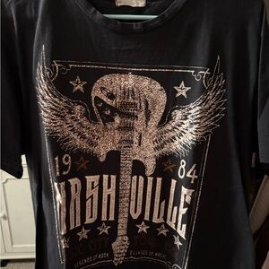 Altar'd State Black Tee with Silver Graphic